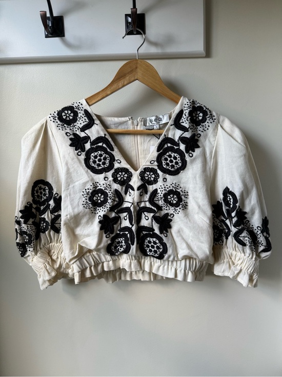 Sea New York Tops - NWT SEA NEW YORK Manuela Embroidered Top Cropped Floral Boho Cotton Linen Folk S